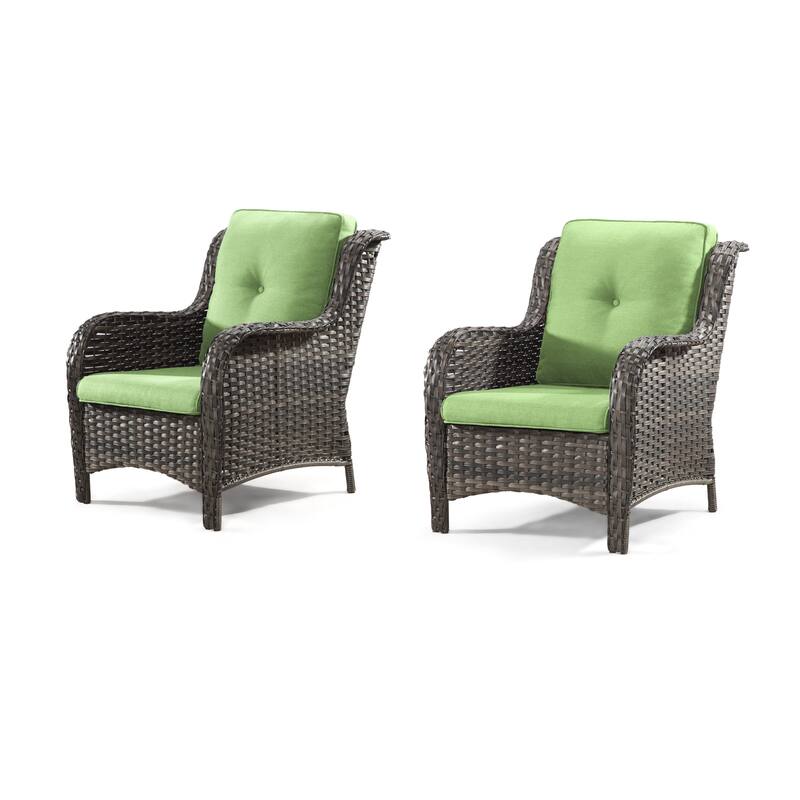 Cozywor 2-Piece Outdoor Patio Ratten Wicker Lounge Chair WIth Cushion
