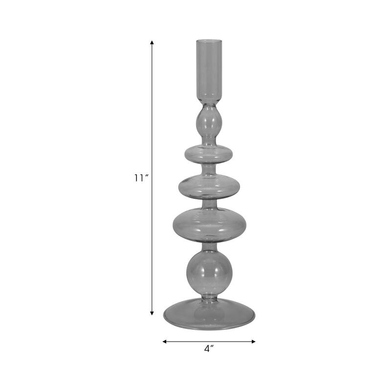 Sculptural Glass Candle Holder with Rounded Accent Base - Modern Tabletop Candle Holder for Any Room