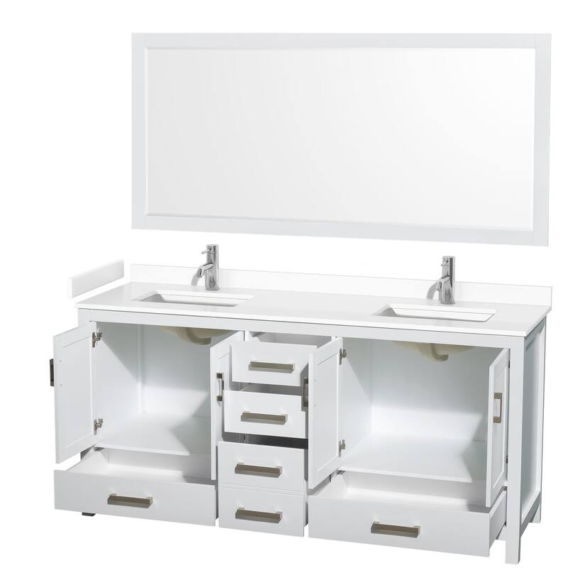 Wyndham Collection Sheffield 72" Double Bathroom Vanity, Carrara