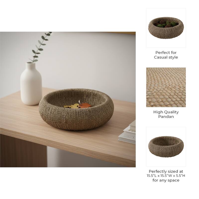 Decorative Woven Bowl for Home Decor - 16", Tan - 15.5"