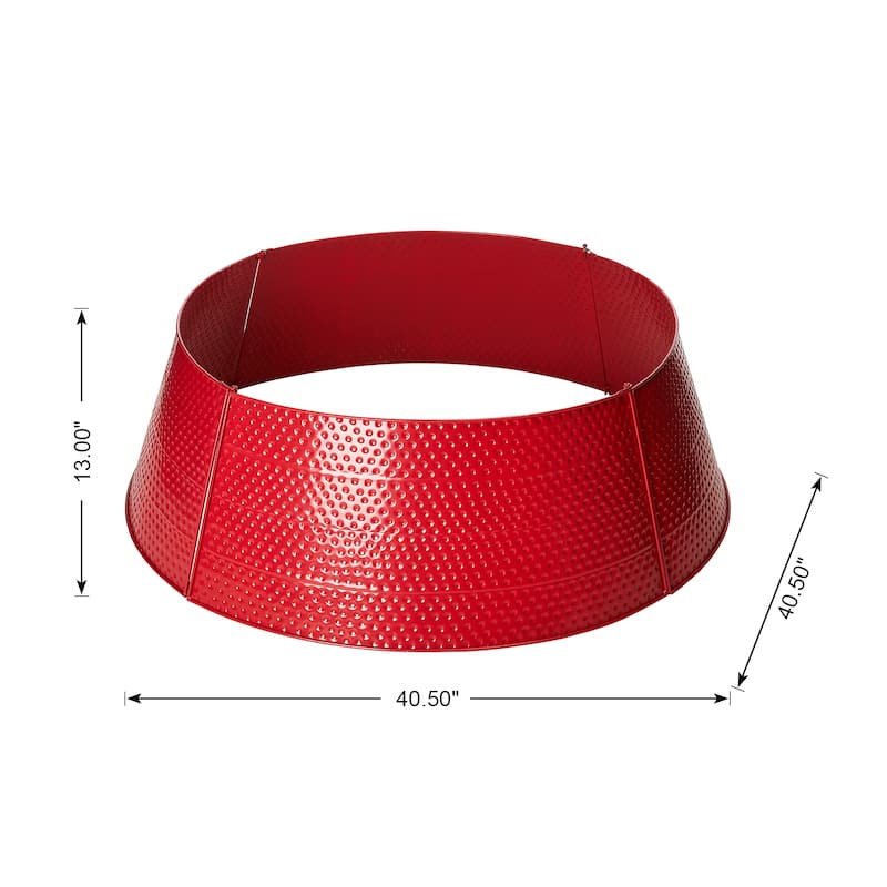 Glitzhome 40.5"D Christmas Hammered Metal Tree Collars