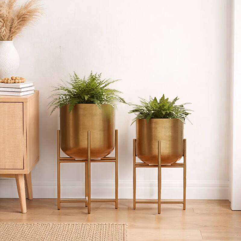Aira Set of 2 Planters Foldable Metal Stand