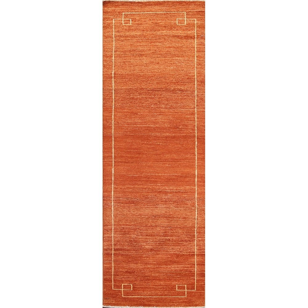 Contemporary Oriental Gabbeh Kashkoli Runner Rug Handmade Wool Carpet - 2'7" x 10'4"