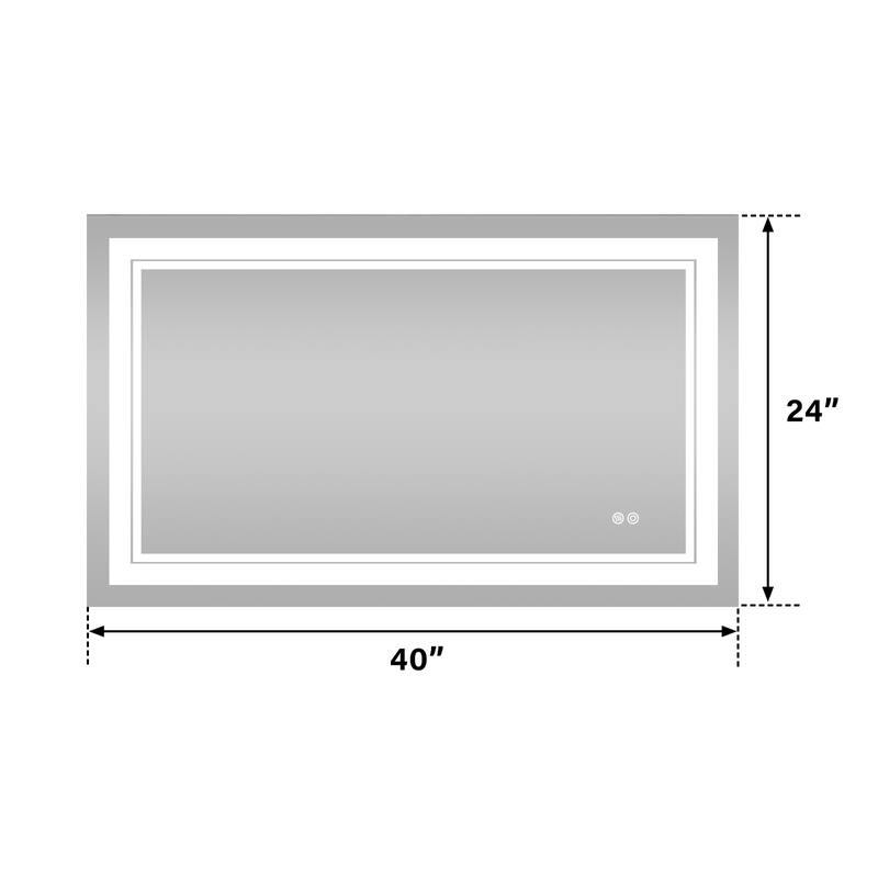 Retangular Wall Mounted LED Bathroom Mirror With Touch Switch Memory Mirror Anti-Fog (Horizontal/Vertical)