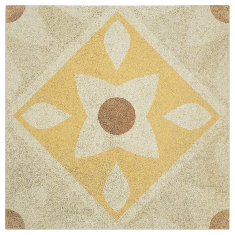 Cruz Bay Studio MKT61123 Seville - 8" x 8" Encaustic Floor and Wall - Sepia Matte