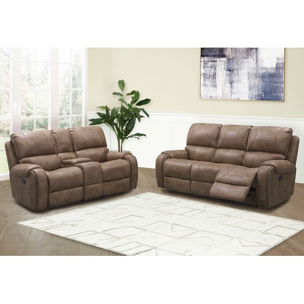 Abbyson Houston Fabric Manual Reclining Sofa and Loveseat Set. Opens flyout.