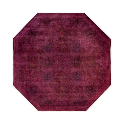 Overdyed One-of-a-Kind Hand-Knotted Area Rug - Purple - 7' 1" x 7' 1"