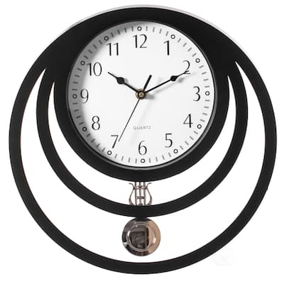 Decorative Modern Unique Round Plastic Wall Clock with Circles, for Living Room, Kitchen, or Dining Room