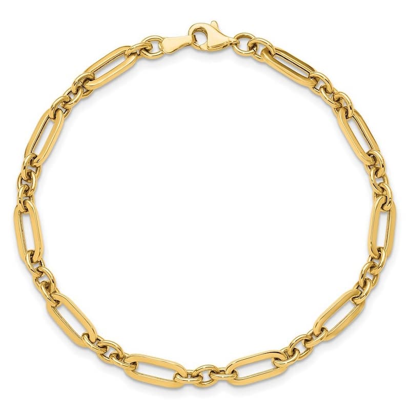 Curata 10k Yellow Gold Italian 7.25" 4.5mm Polished Oval Links Bracelet