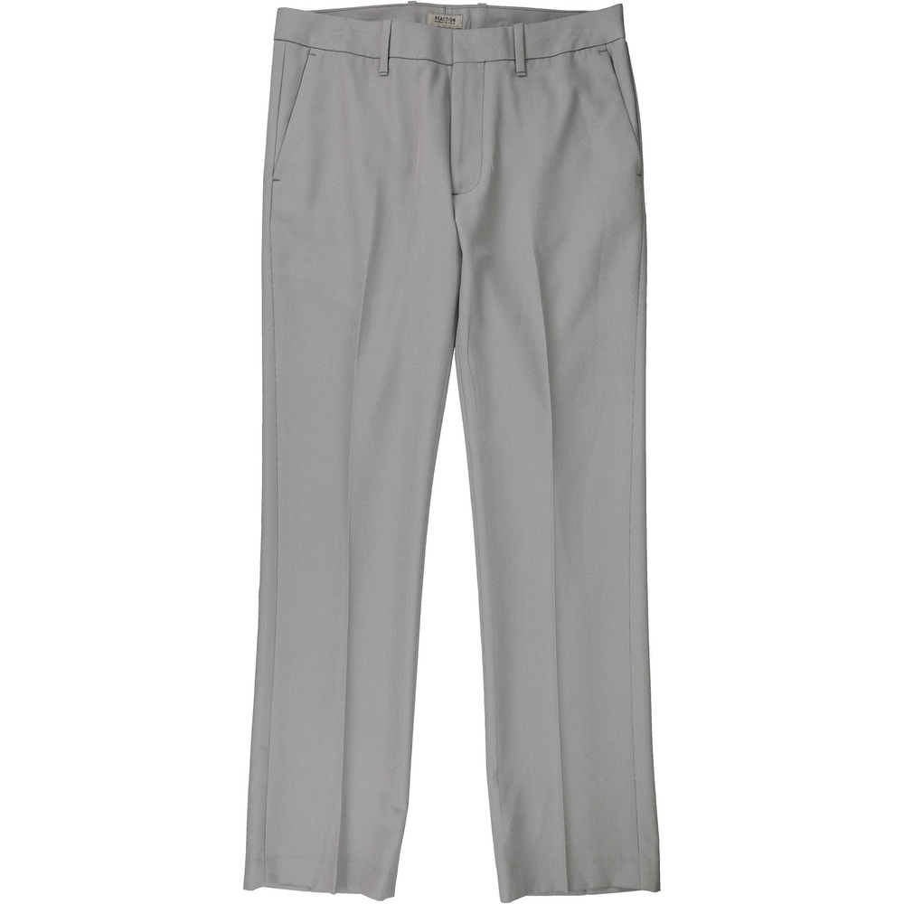 Kenneth Cole New York Mens Flat Front Dress Pant Black White, 38W x 32L