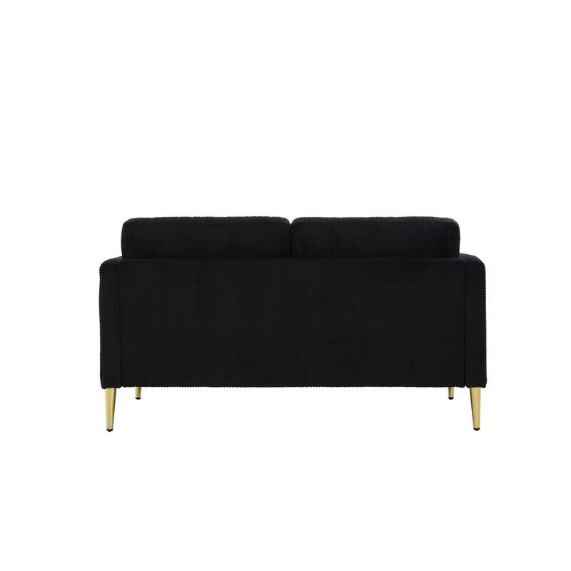 60.63" W Mid-Century Corduroy Fabric Loveseat with Tuxedo Arm