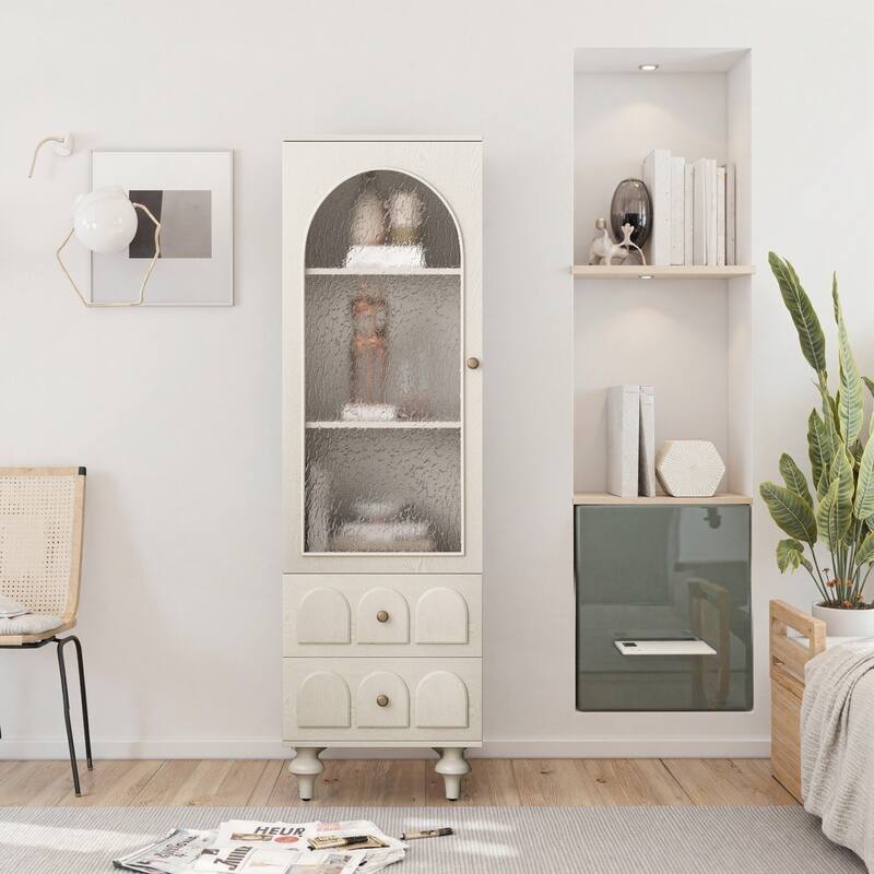 Tall Storage Cabinet with Tempered Glass Door and Adjustable Shelf for Versatile and Stylish Home Organization