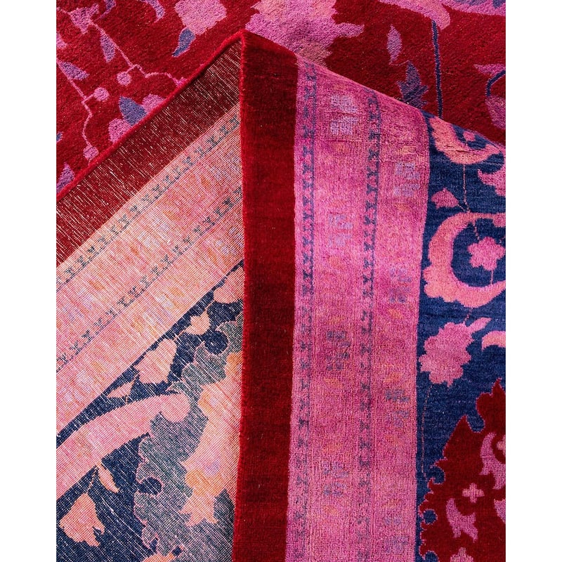 Overton Handknotted Wool Vintage Inspired Contemporary Overdyed Red Area Rug - 13' 3" x 12' 1"