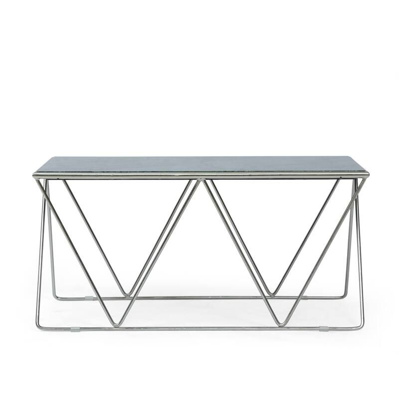 Sardis Modern Glam Handcrafted Marble Top Coffee Table by Christopher Knight Home - 37.00" L x 19.00" W x 18.00" H