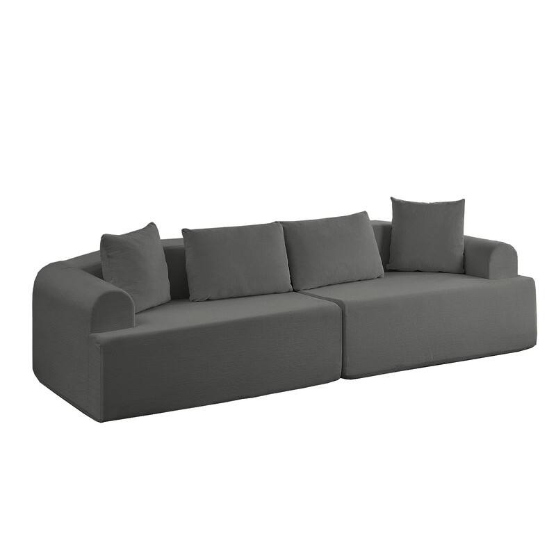 104" Curved Modular Sectional Sofa in Chenille Fabric Modern Minimalist Design Compressed No Assembly Required