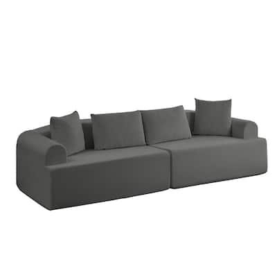 104" Curved Modular Sectional Sofa in Chenille Fabric Modern Minimalist Design Compressed No Assembly Required