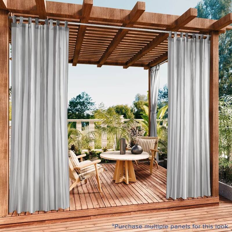 Stripe Outdoor UV Protected Privacy Tab Top Panel - 52"Wx108"L - Ash Grey