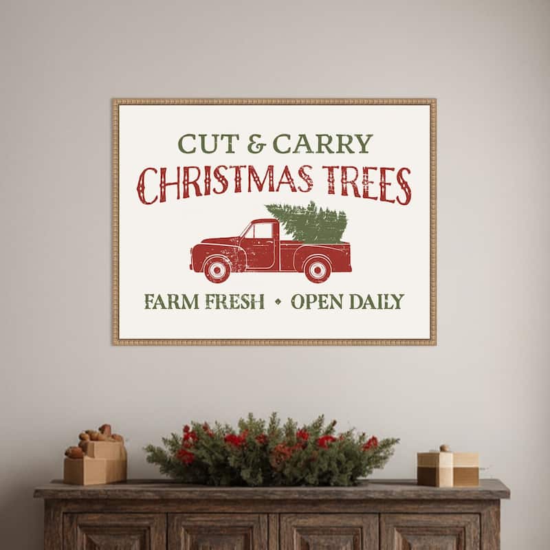 Christmas Farm Sign II by Victoria Barnes Framed Canvas Wall Art Print