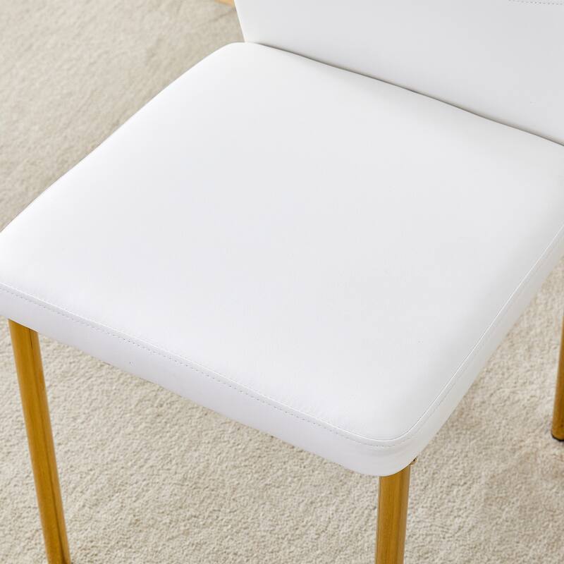 Roomfitters PU Dining Chairs with Gold Metal Legs, Vertical Stripe Back, High Resilience Upholstered Set of 4