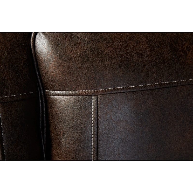 Roundhill Furniture Leinster Fabric Upholstered Nailhead Sofa and Loveseat Set in Espresso