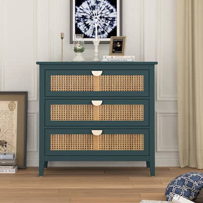 3 Drawer Cabinet Natural rattan living room and study
