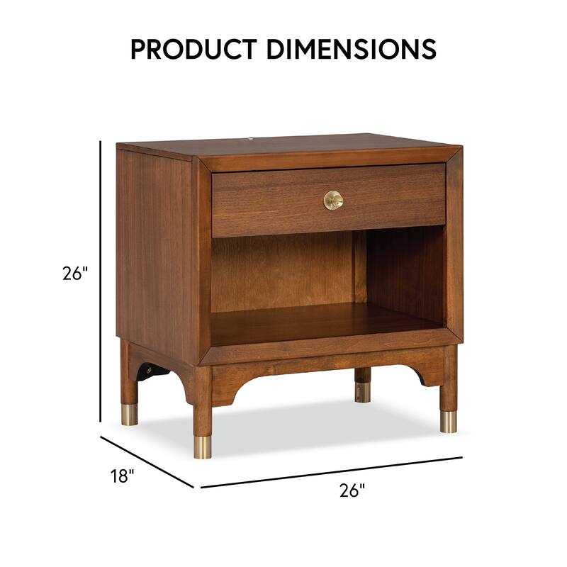 Furniture of America Forma Mid-Century Modern 5-Piece Walnut Solid Wood Platform Bedroom Set