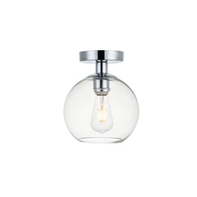 1-Light Flush Mount with 8 inch Clear Glass