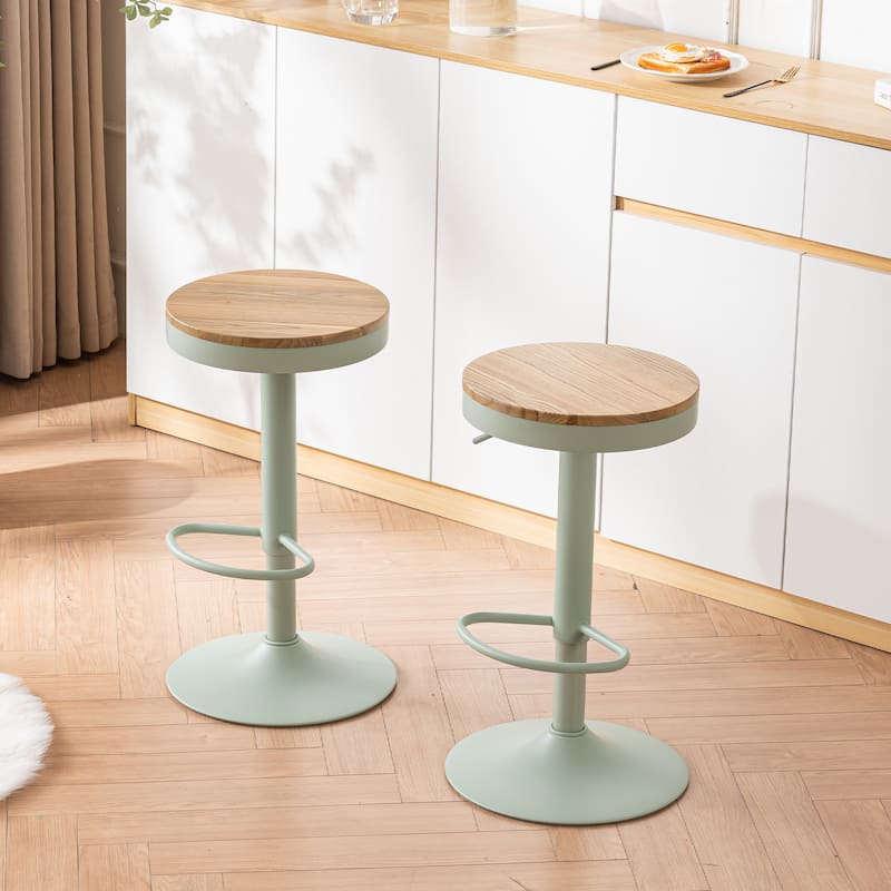 Adjustable Swivel Bar Chairs Backless Round Barstools Set of 2