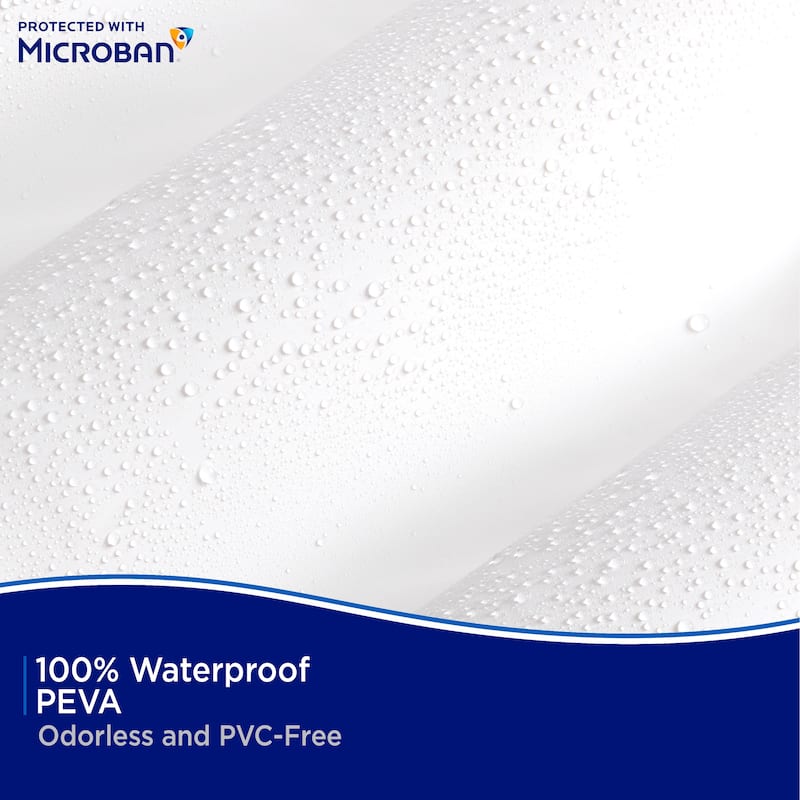 Kenney Microban Protected Medium Weight PEVA Shower Liner, 70" W x 72" H