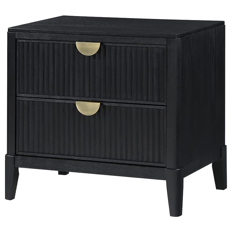 Wirebrushed Black 2 Drawer 18 in. W Nightstand with Sturdy Hardware and Ample Storage