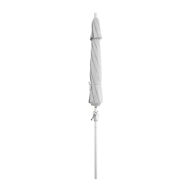California Umbrella 9' Rd. Aluminum Patio Umbrella, Crank Lift with Push Button Tilt, White Finish, Pacifica Fabric