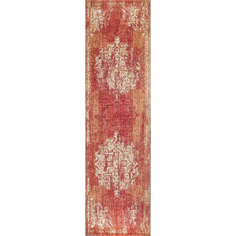 Alora Decor Euphoria Medallion Wool Rug - 2'6" x 8' - Red