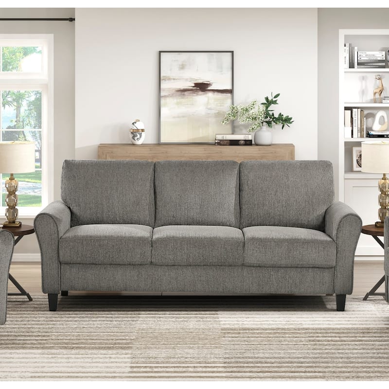 Classic Comfort Brown Gray Sofa with Solid Wood & Plywood Frame - Multi-Color