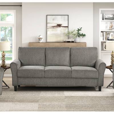 Classic Comfort Brown Gray Sofa with Solid Wood & Plywood Frame