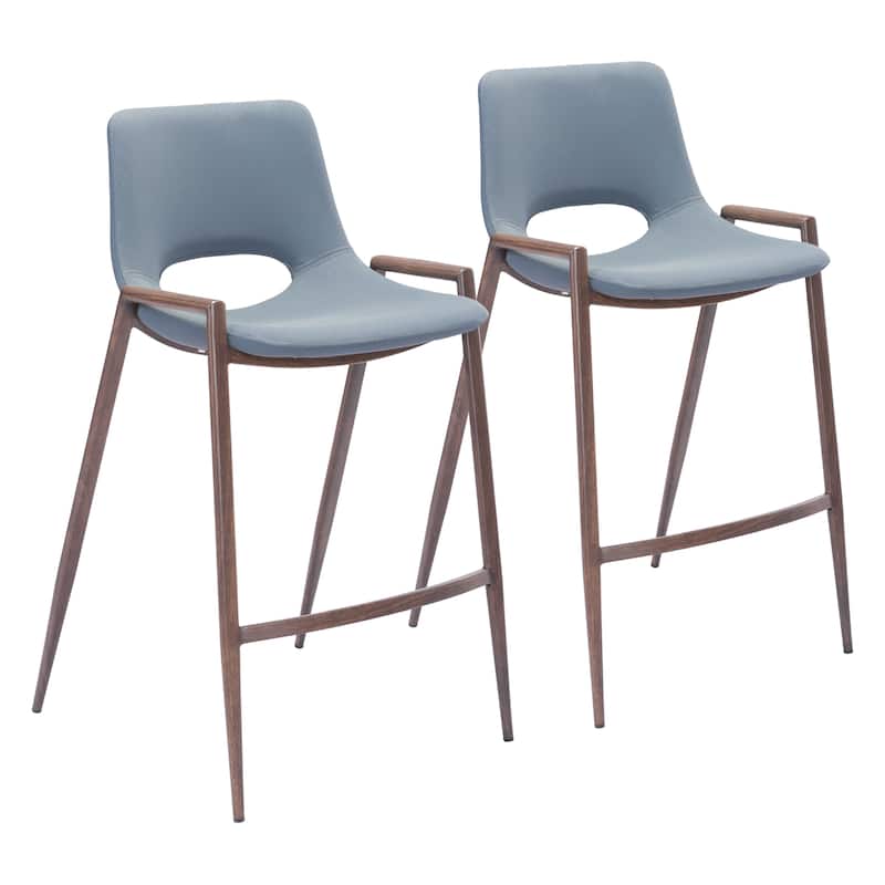 Desi Counter Stool (Set of 2) - 20.3" W x 20.7" D x 35.6" H - Grey, Walnut