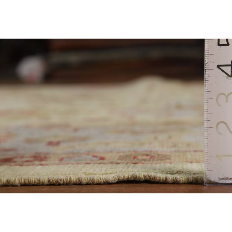 Hand Knotted Oriental 100% Wool Carpet Transitional All-Over Green Oushak Area Rug - 12' 4'' X 9' 2''