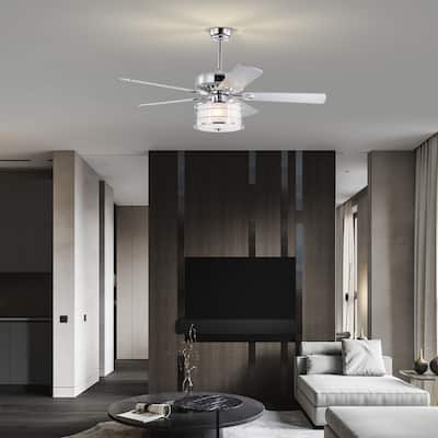 3-Light Chrome Drum Shade LED Ceiling Fan