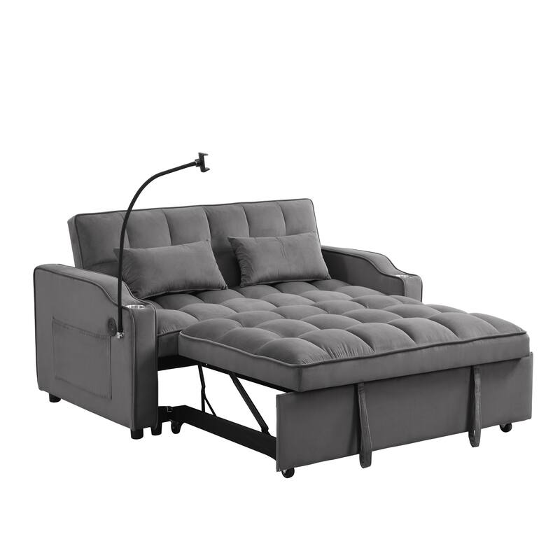 Sofa Bed with Trundle Dark Grey