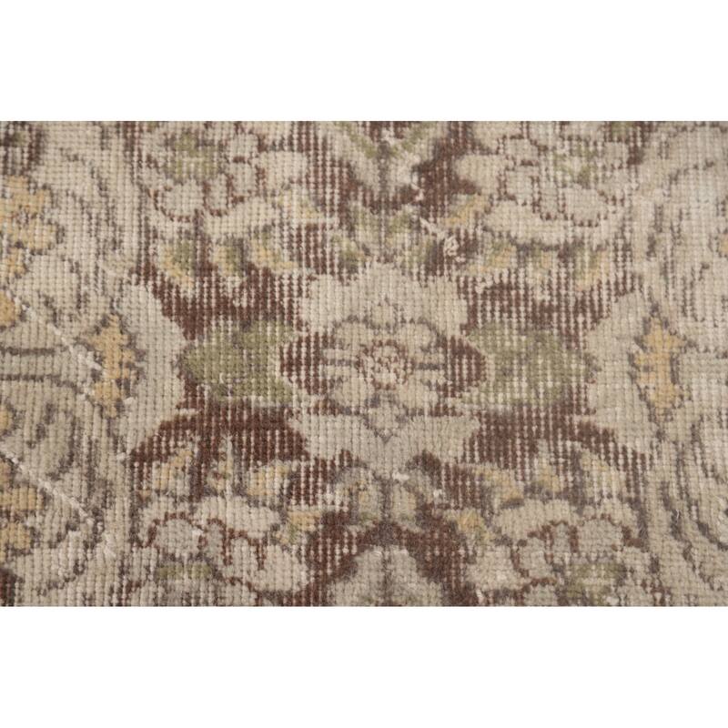 Anatolian Turkish Vintage Rug Handmade Distressed Beige Wool Carpet - 6'1" x 9'7"
