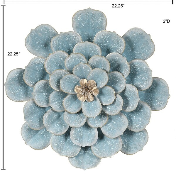 Light Blue Layered Flower Metal Wall Decor 
