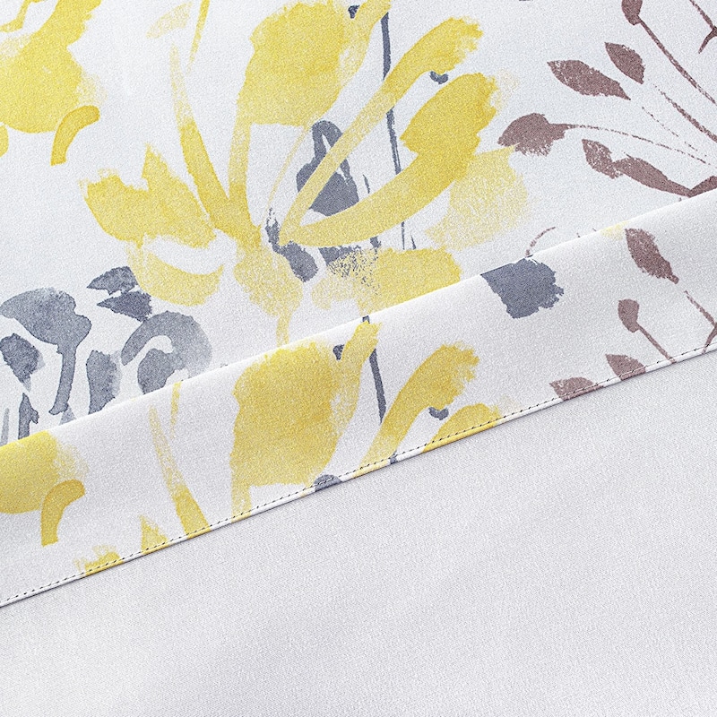 DriftAway Acacia Floral Blossom Watercolor Printed 100 Percent Blackout Thermal Insulated Window Curtain Valance 2 Pack