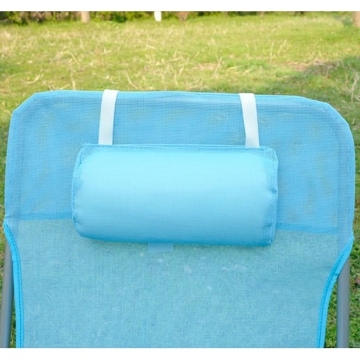 Outsunny Portable Sun Lounger, Folding Chaise Lounge Chair w/ Adjustable Backrest & Pillow for Beach, Poolside and Patio, Blue - Blue