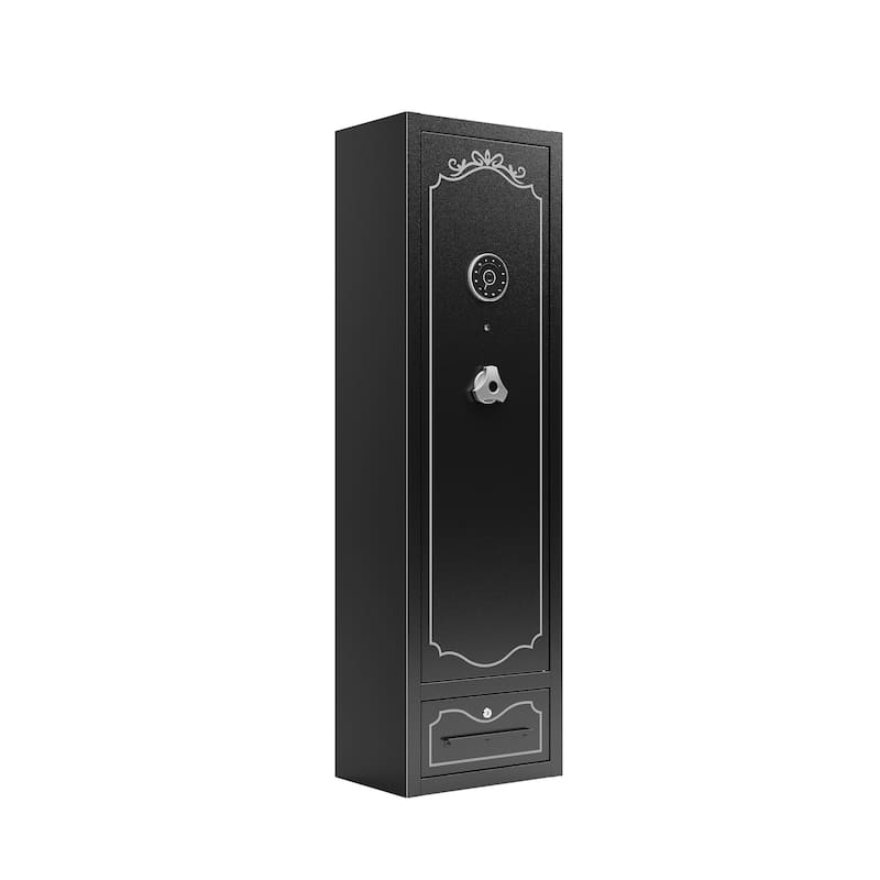 8 - Gun Capacity Rifle Safe. Holds Rifles, Pistols, Shotguns. Digital Lock for Quick Access. Removable Shelf - Black