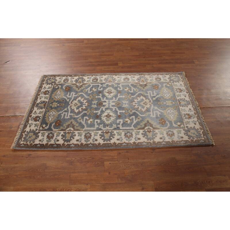 All-Over Oushak Indian Accent Rug Handmade Wool Carpet - 3'3"x 5'5"