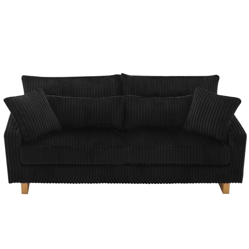 Modern Loveseat Sofa 80.3" Sofa Couch Upholstered Sofa with Four Pillows for Living Room