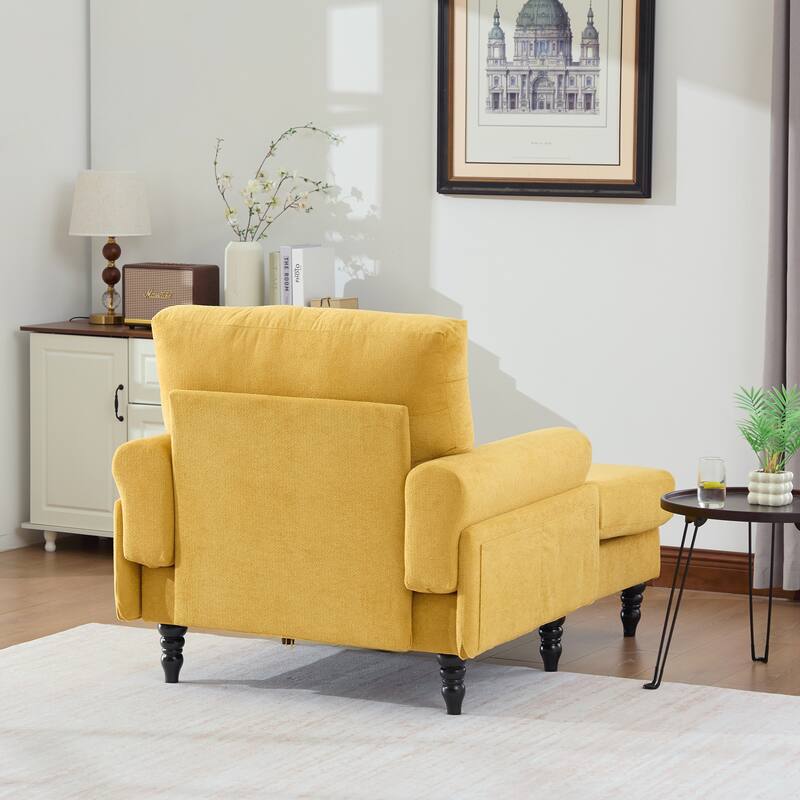 Modern Minimalist Chenille Fabric Chaise Lounge Recliner Single Sofa Living Room Bedroom