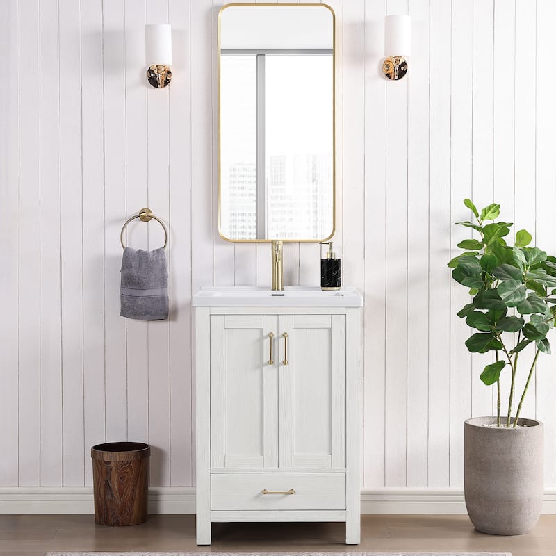 Gela Single Bath Vanity with Ceramic Basin Top and Mirror