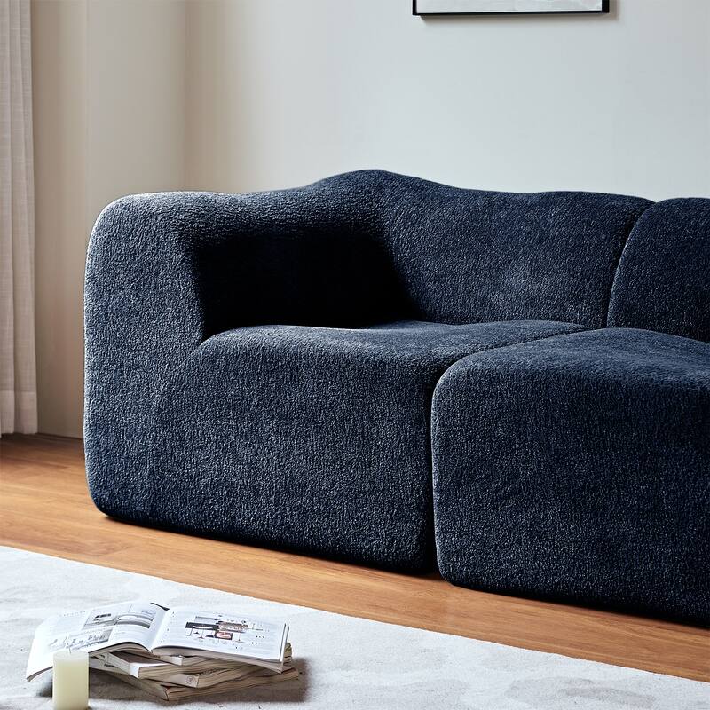Minimalist Accent Sofa Loveseat Couch with 2 Throw Pillows, 2-Seater Couch for Living Room Apartments