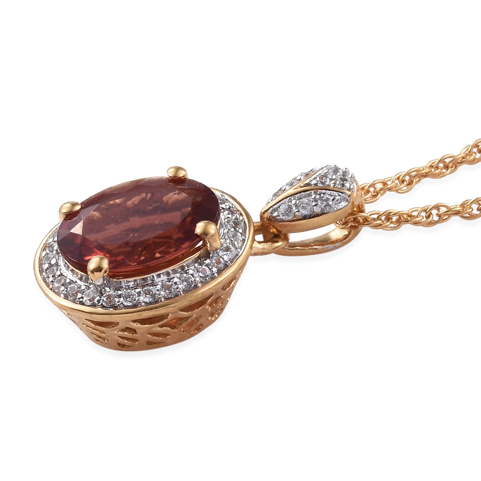 Shop Silver Gold Red Andesine Labradorite Pendant Necklace Ct 2 35 Overstock 31868581