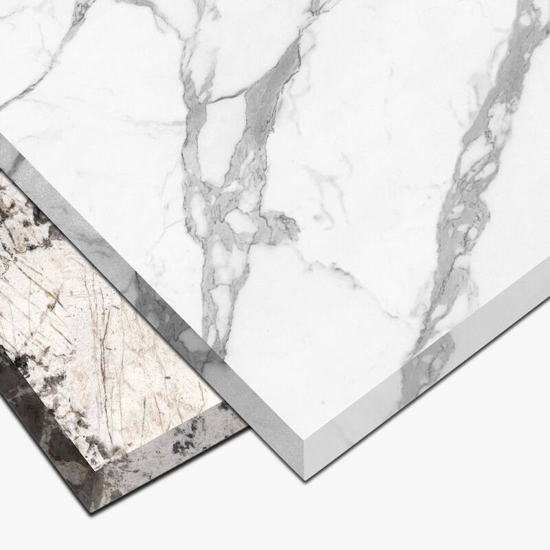 14.96" Modern Light Luxury Side Table, Glossy Sintered Stone Tabletop, Metal Base, White